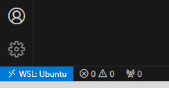 Imagem do rodapé do VSCode, mostrando sua integração com o Ubuntu ligada.